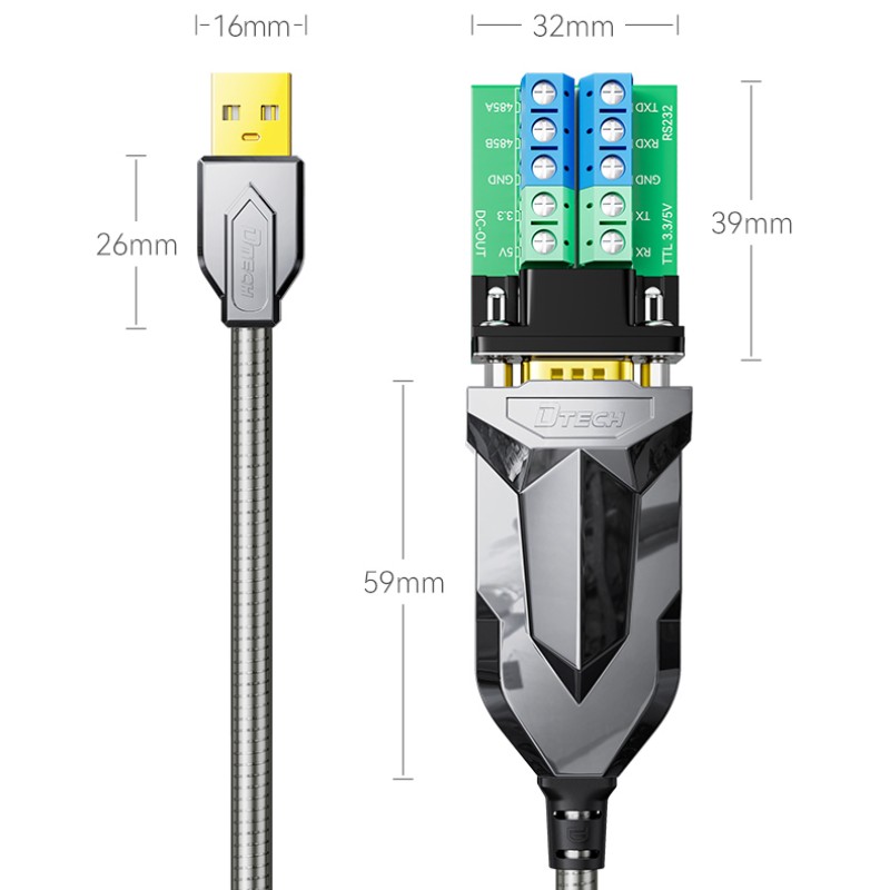 USB إلى RS232 RS485 TTL كابل تسلسلي مدرع