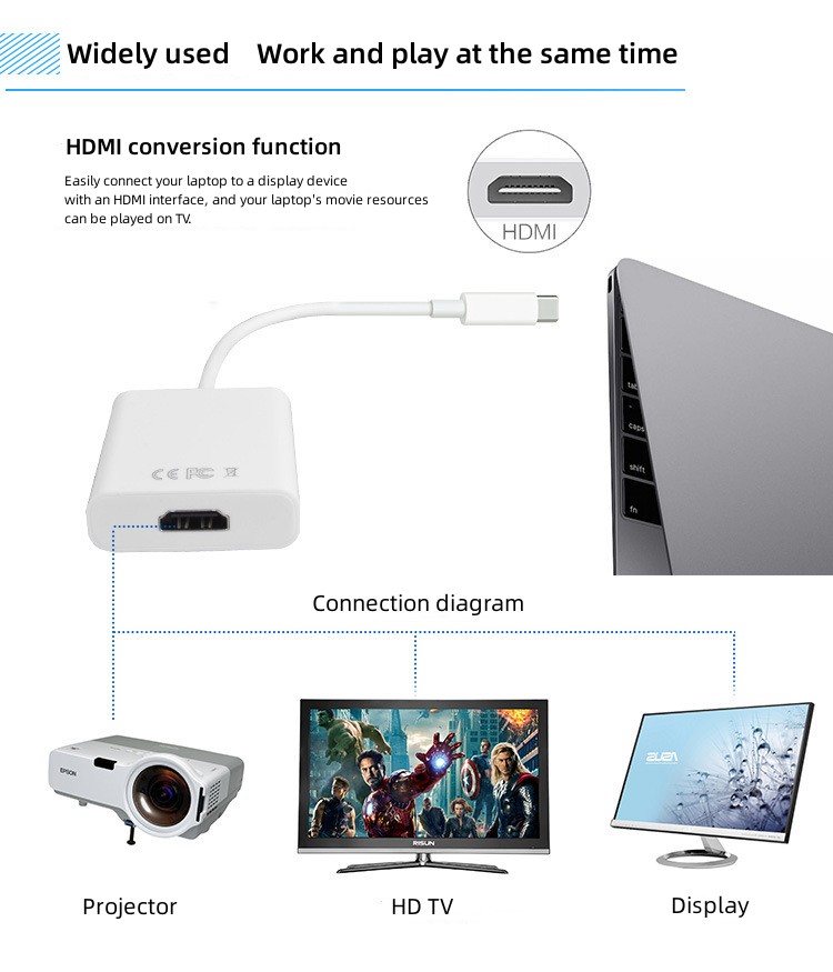 كابل من النوع C ذكر إلى HDMI أنثى