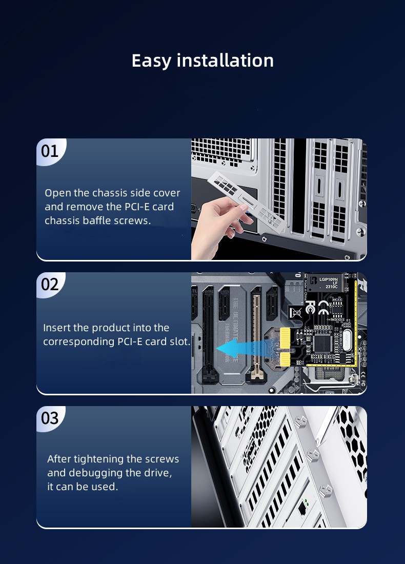 بطاقة PCI-E إلى RJ45 جيجابت إيثرنت