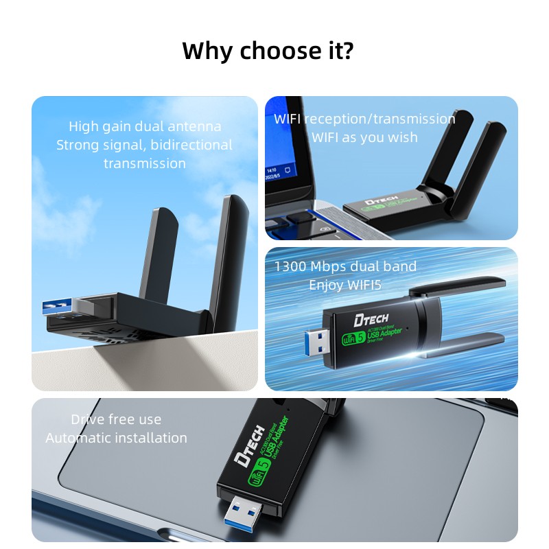 محول USB ثنائي النطاق بطول 1300 متر