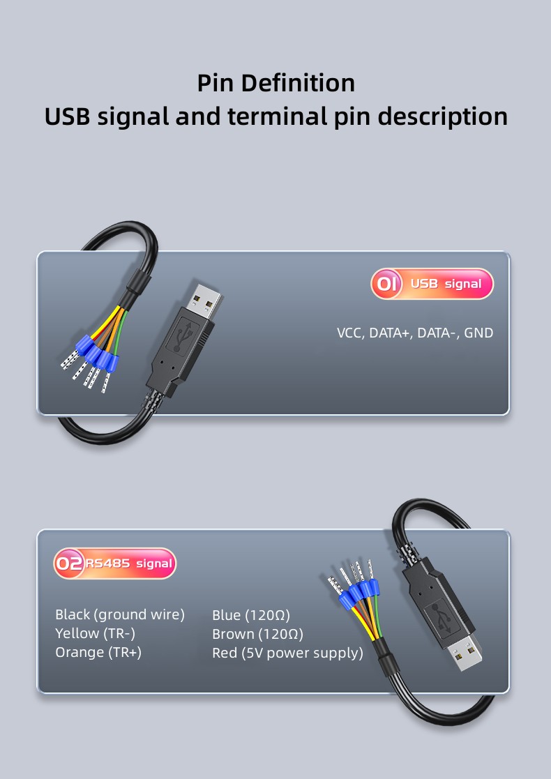 USB إلى RS485 كابل طرفي تسلسلي 6P