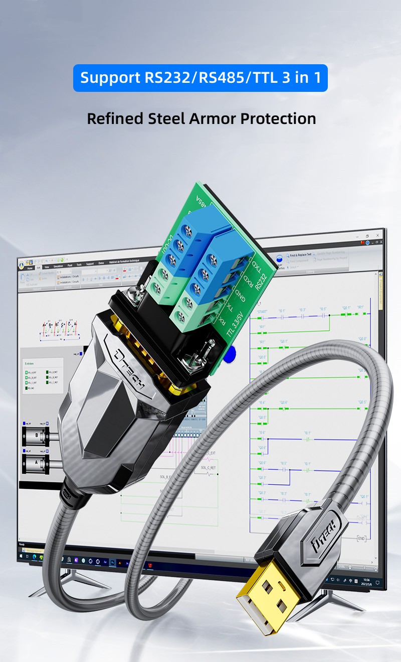 USB to RS232 RS485 TTL Armor Serial Cable
