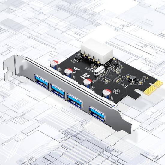 بطاقة توسيع PCI-E إلى 4 منافذ USB 3.0